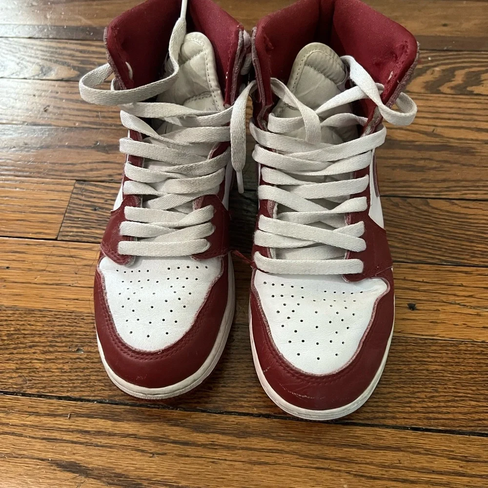 Nike Red and White High-Top Basketball Sneakers